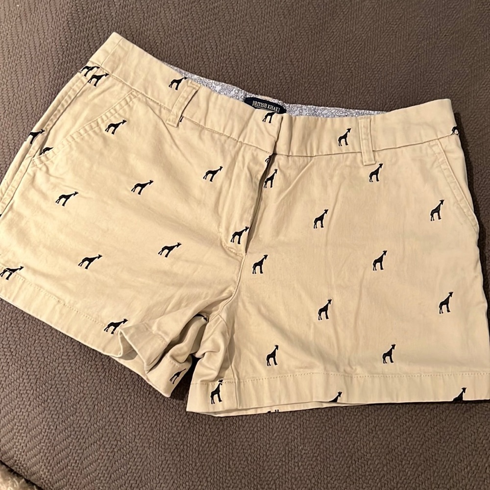 British Khaki Giraffe Embroidered shorts
